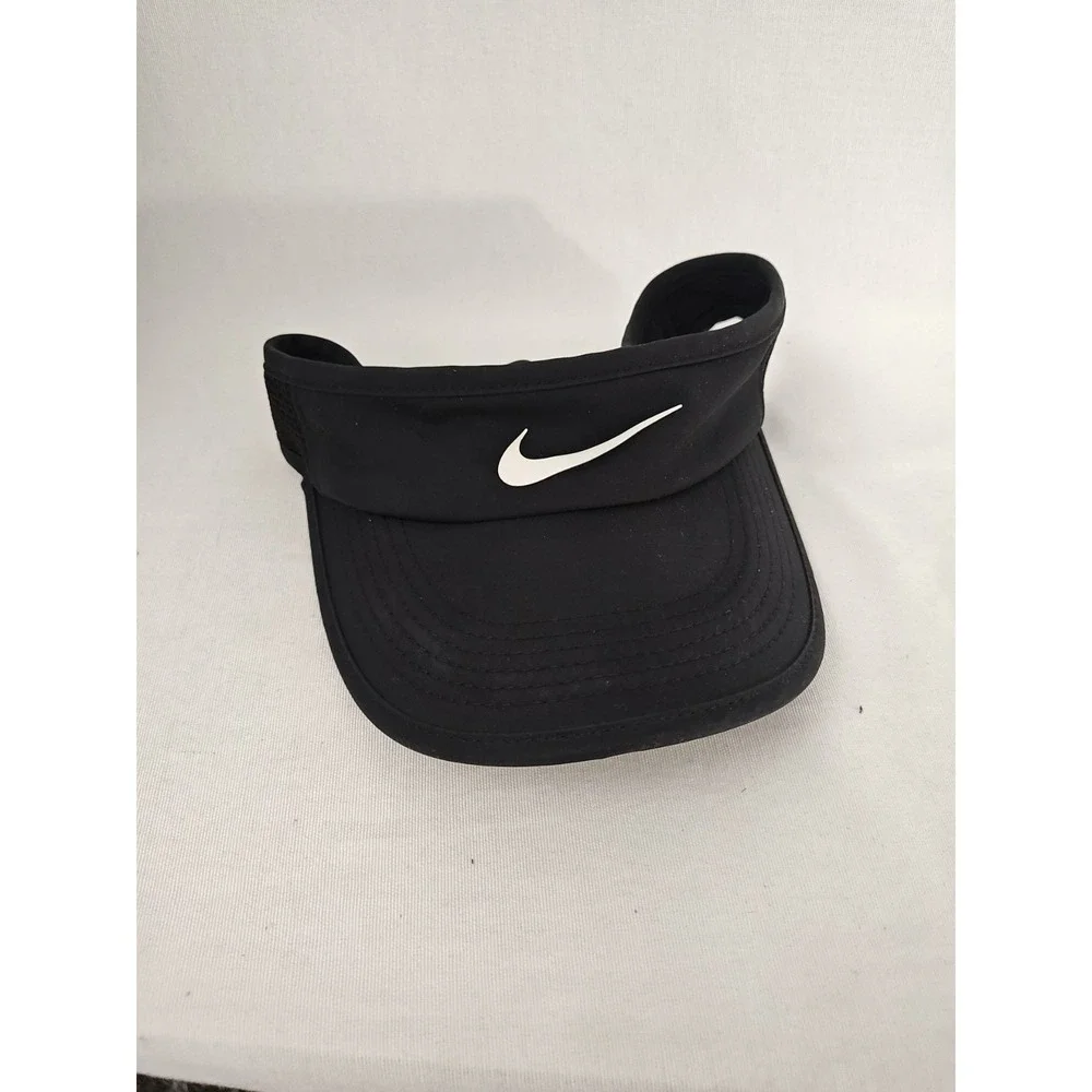 Nike Golf Hat Cap‎ Visor Strapback Black DriFit White Logo Adjustable Mens